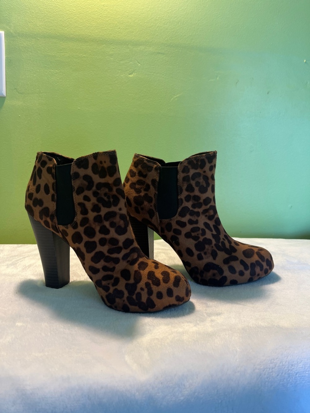 Madden Girl Leopard Print High Heel Ankle Bootie - Brown